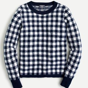J. Crew Cashmere Gingham Crewneck